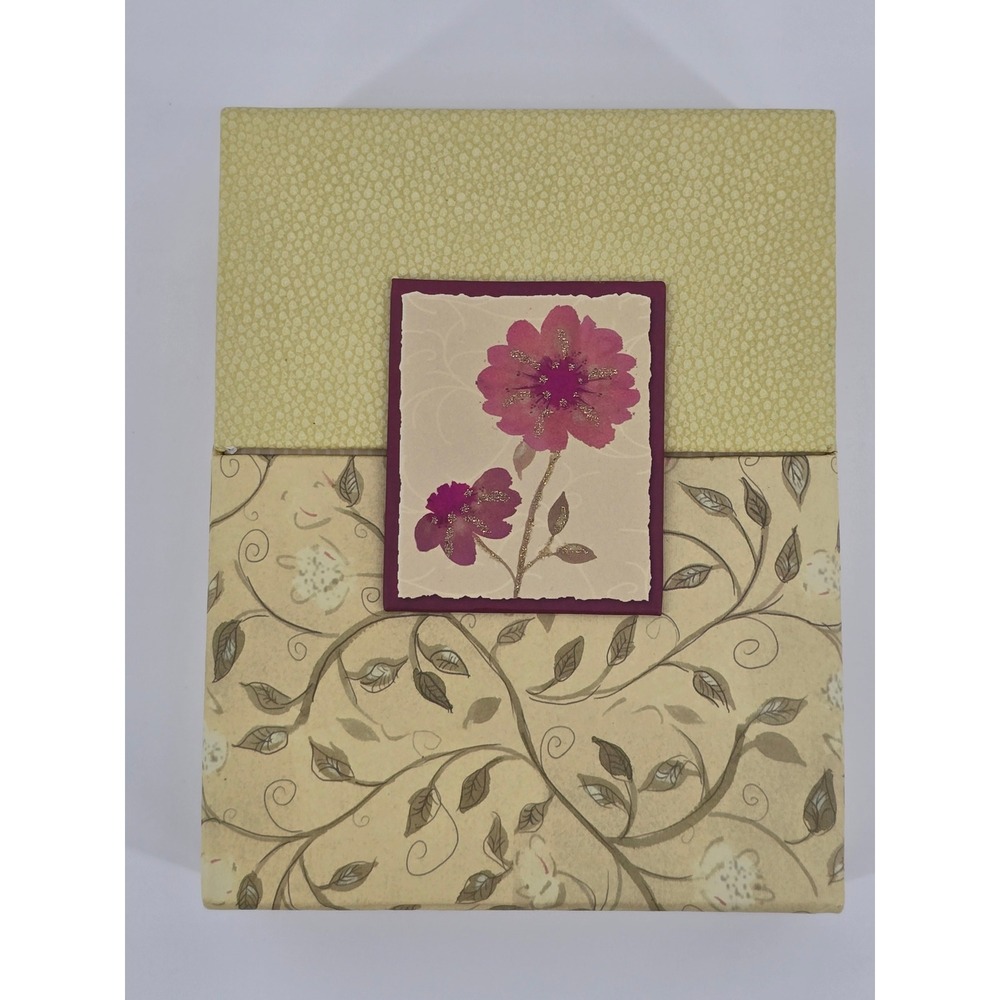 Vtg Pressed Flower Note Cards Stationery Set 23 Cards &Envelopes Cream Botanical